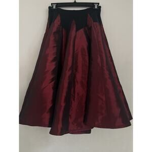 VTG Magdalena Midi Satin Skirt S Maroon Metallic Whimsigoth Fairly 60s Festive